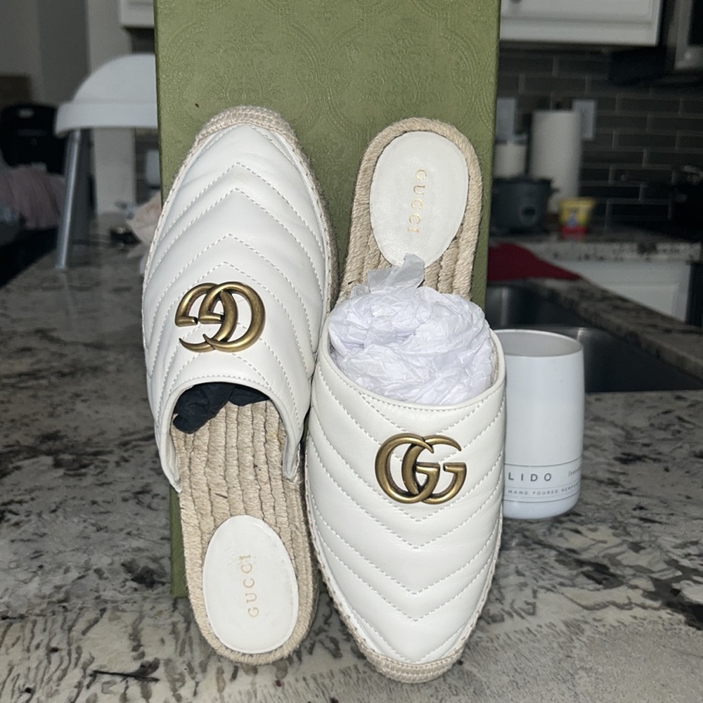 EUC Gucci Calfskin Matelasse GG Marmont Espadrille - Picture 1 of 5